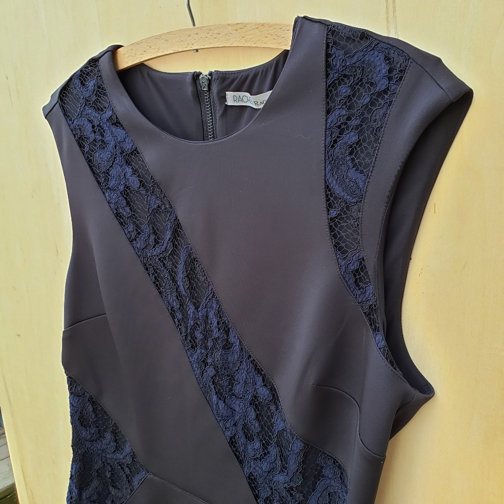 Rachel Roy Black / Navy Lace Scuba Sheath Dress 12 - Picture 3 of 14